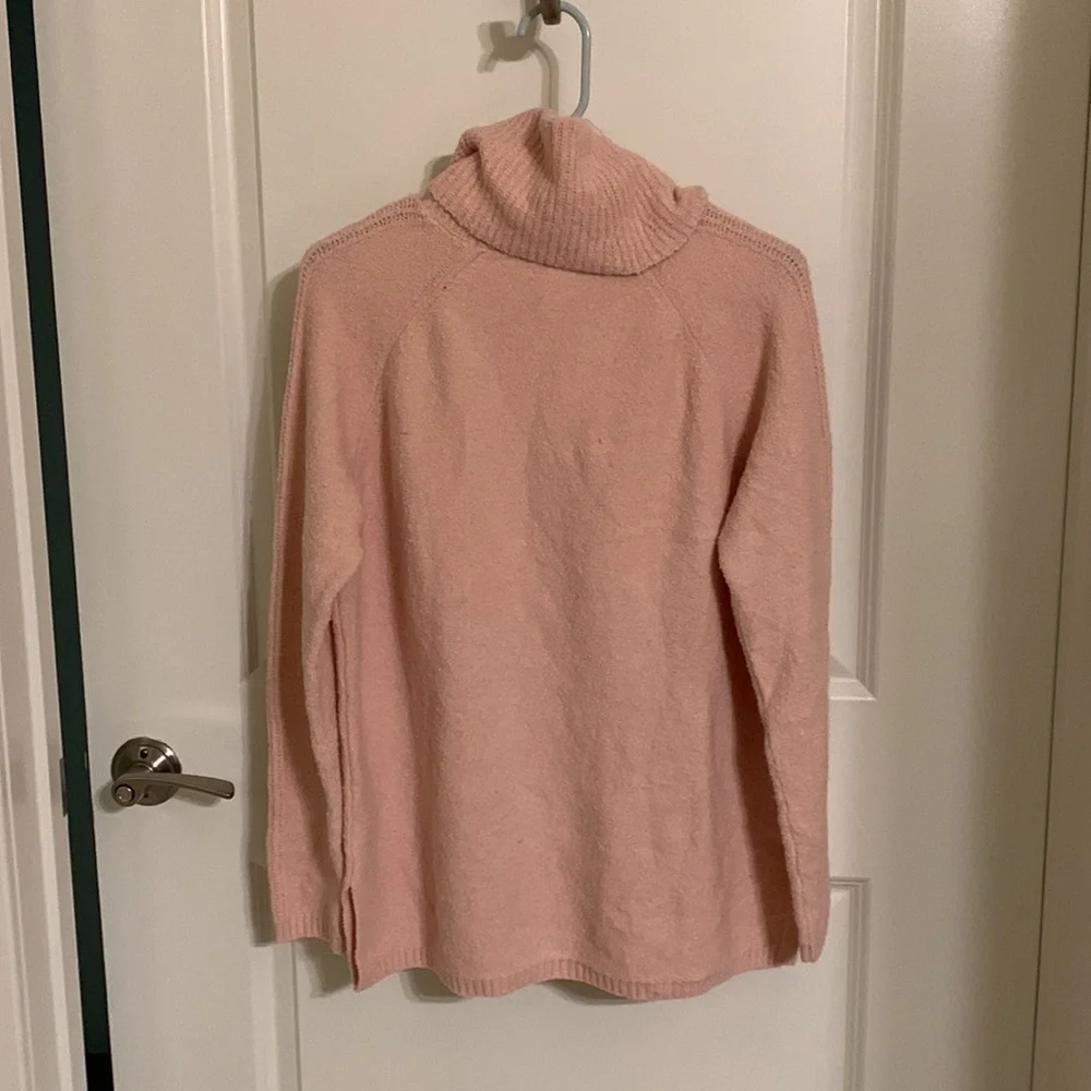 Nordstrom Center Cable Cowl Neck Cotton Blend Sweater in Smoke Pink - Picture 3 of 4